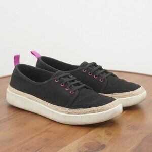 E5-6 Vionic Womens Jovie Sneakers Slip On Shoes Espadrille Black Canvas Size 6.5